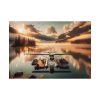 101875-395.jpg Floatplane Docked on Serene Lake at Sunrise Poster