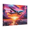 101875-402.jpg Large Airplane Flying During a Vibrant Sunset Poster