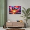 101875-403.jpg Large Airplane Flying During a Vibrant Sunset Poster