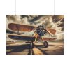 101875-406.jpg Yellow Vintage Biplane With Radial Engine Poster