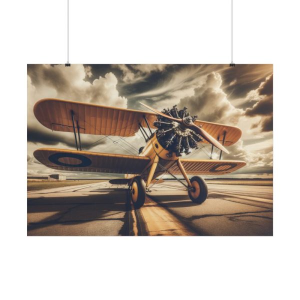 101875-406.jpg Yellow Vintage Biplane With Radial Engine Poster