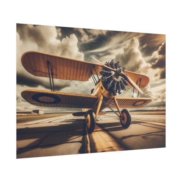 101875-407.jpg Yellow Vintage Biplane With Radial Engine Poster