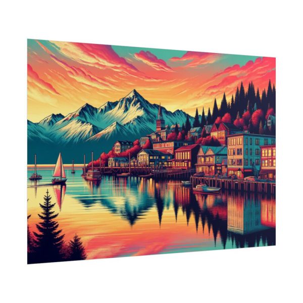 Small Alaskan Town by the Water Poster