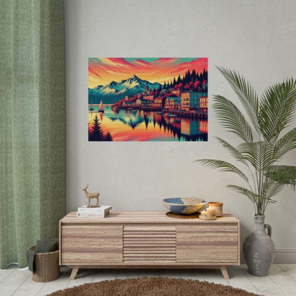Small Alaskan Town by the Water Poster