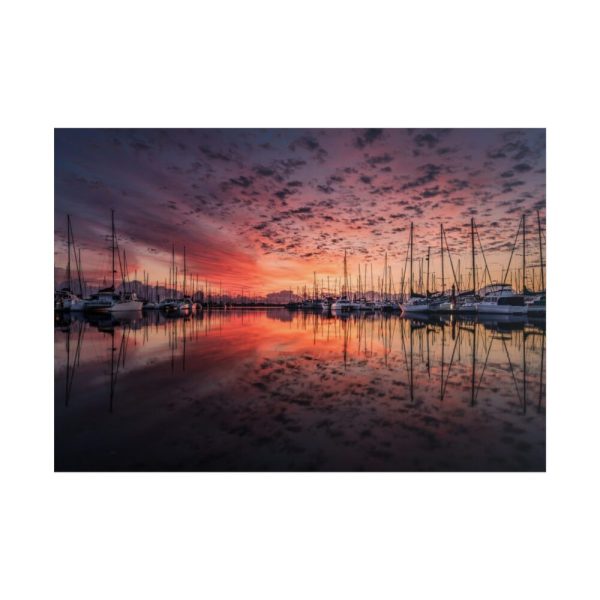 101875-530.jpg View of Pier With Boats at Sunset Poster