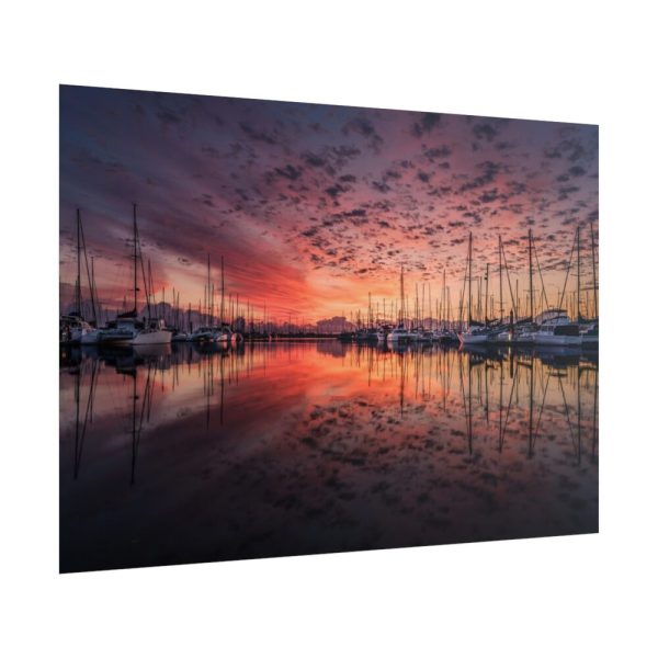 101875-532.jpg View of Pier With Boats at Sunset Poster