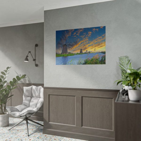 Wind Turbine in Sunset Poster