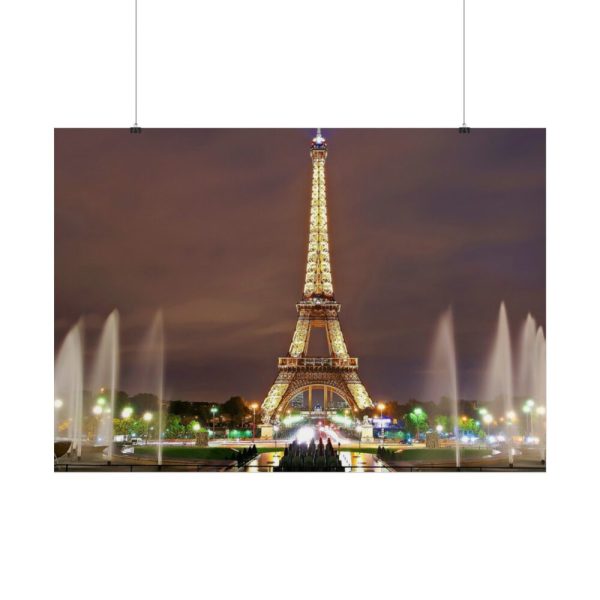 Eiffel Tower Lights and Fountains Poster