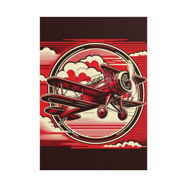 101894-130.jpg Vintage Red Biplane Flying Through the Sky Poster