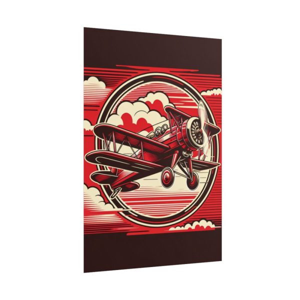 101894-132.jpg Vintage Red Biplane Flying Through the Sky Poster