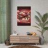 101894-133.jpg Vintage Red Biplane Flying Through the Sky Poster
