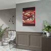 101894-134.jpg Vintage Red Biplane Flying Through the Sky Poster