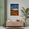 101894-163.jpg Sunset in Field With Red Wild Flowers Poster