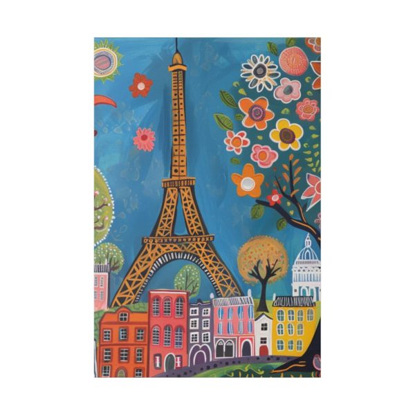 Colorful Illustration Paris and Eiffel Tower Standard Canvas