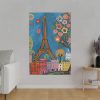 Colorful Illustration Paris and Eiffel Tower Standard Canvas