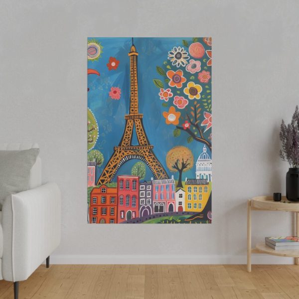 Colorful Illustration Paris and Eiffel Tower Standard Canvas