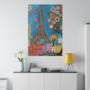 Colorful Illustration Paris and Eiffel Tower Standard Canvas