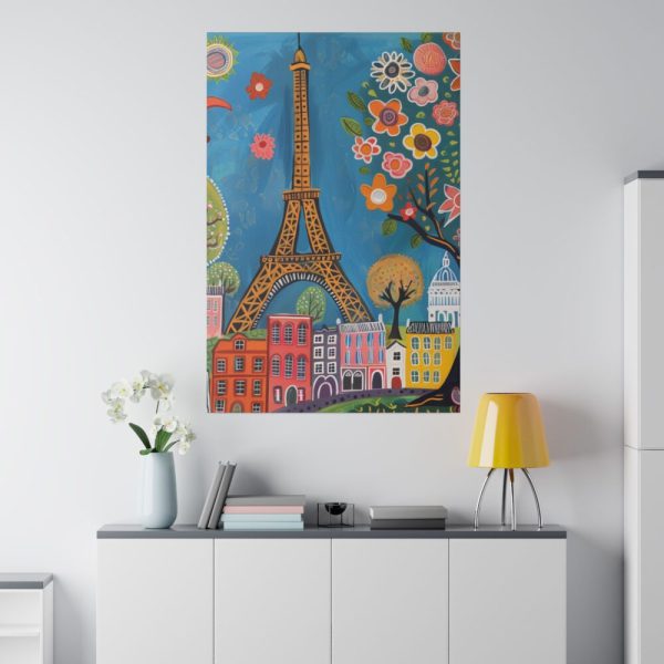 Colorful Illustration Paris and Eiffel Tower Standard Canvas