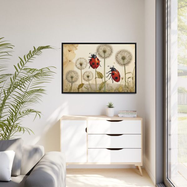 88289-188.jpg Watercolor Meadow Flowers With Ladybug Framed Canvas