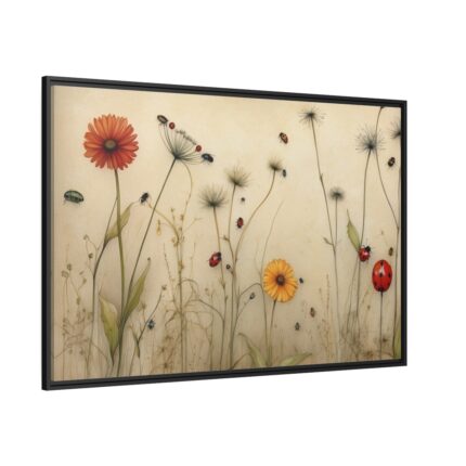 Dandelion With Ladybug Framed Canvas