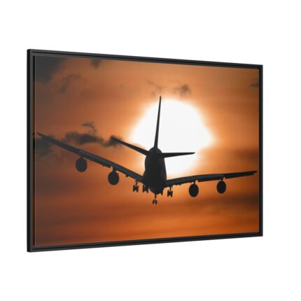 Airplane During Golden Hour Framed Canvas