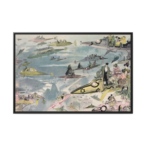 88289-311.jpg Futuristic View of Air Travel Over Paris Framed Canvas