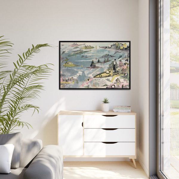 88289-313.jpg Futuristic View of Air Travel Over Paris Framed Canvas