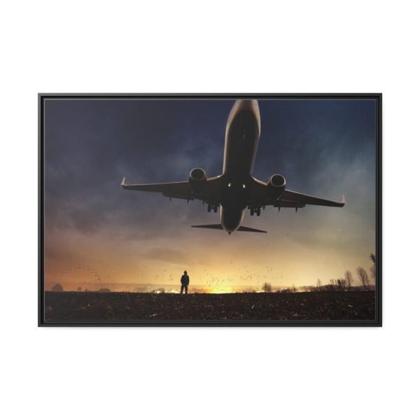 88289-331.jpg Man With Airplaine in Landscape Framed Canvas