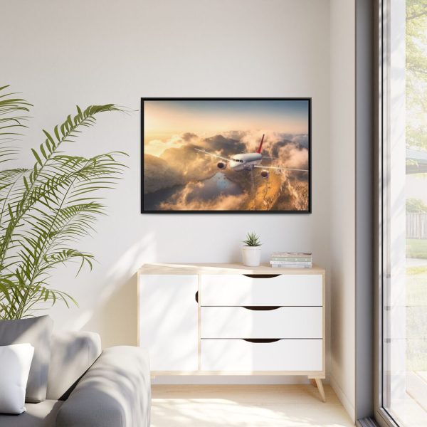 88289-343.jpg Airplane Flying Above Mountains Framed Canvas