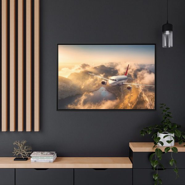 88289-344.jpg Airplane Flying Above Mountains Framed Canvas