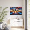 88289-353.jpg Commercial Airplane Positioned on Runway Framed Canvas