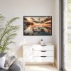 88289-358.jpg Floatplane Docked on Serene Lake at Sunrise Framed Canvas