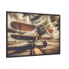 Yellow Vintage Biplane With Radial Engine Framed Canvas