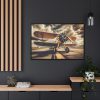 Yellow Vintage Biplane With Radial Engine Framed Canvas