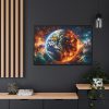 88289-4.jpg Planet's Fiery Destruction and Serene Beauty of Life Framed Canvas