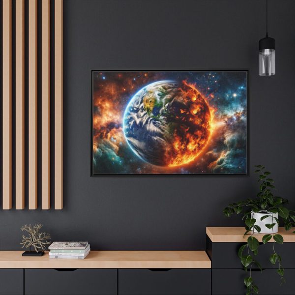 88289-4.jpg Planet's Fiery Destruction and Serene Beauty of Life Framed Canvas