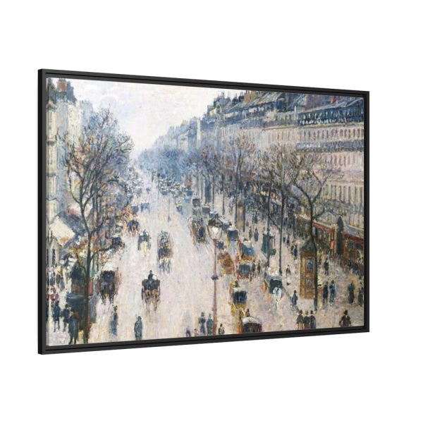 The Boulevard Montmartre on a Winter Morning Framed Canvas
