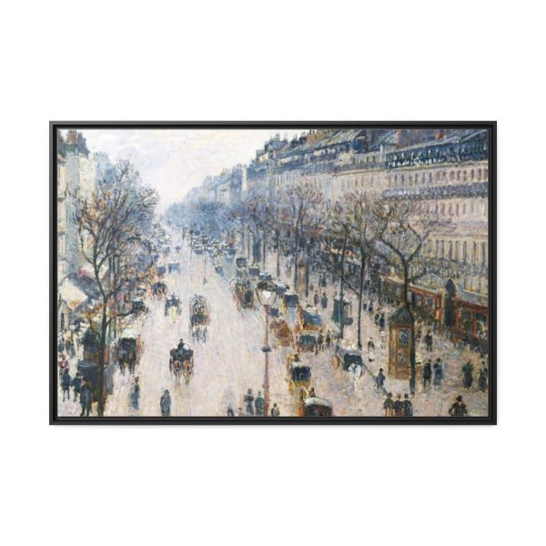 The Boulevard Montmartre on a Winter Morning Framed Canvas