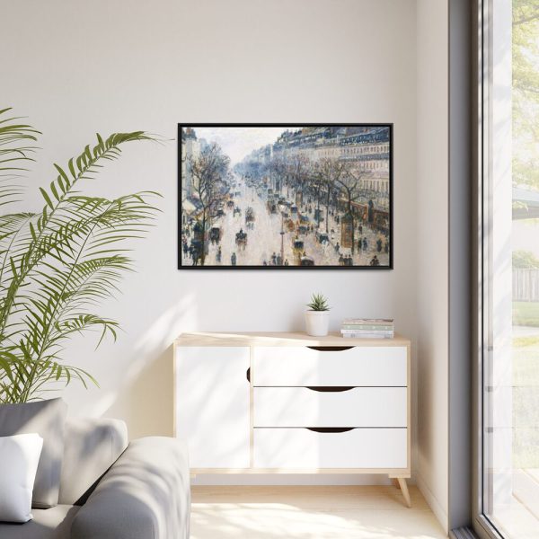 The Boulevard Montmartre on a Winter Morning Framed Canvas