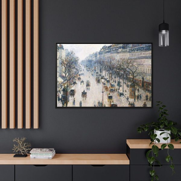 The Boulevard Montmartre on a Winter Morning Framed Canvas