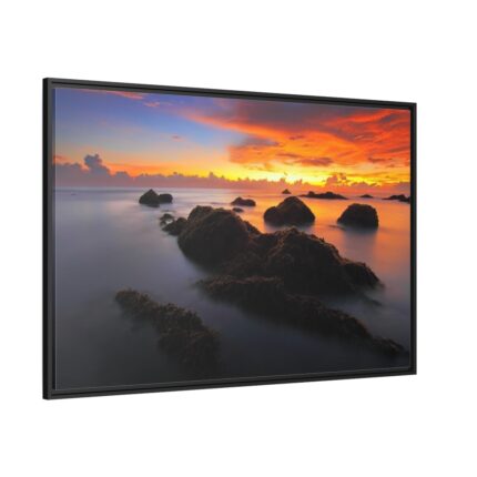 Seascape in Sunset Framed Canvas