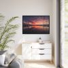 88289-493.jpg View of Pier With Boats at Sunset Framed Canvas