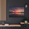 88289-494.jpg View of Pier With Boats at Sunset Framed Canvas