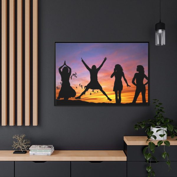 Silhouette in Sunset Framed Canvas