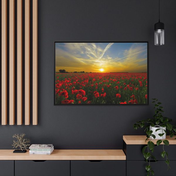 Flower Field in Sunset Framed Canvas
