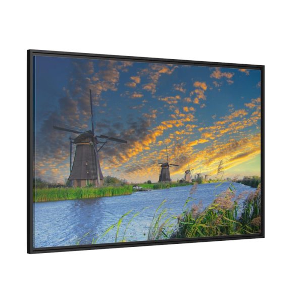 Wind Turbine in Sunset Framed Canvas