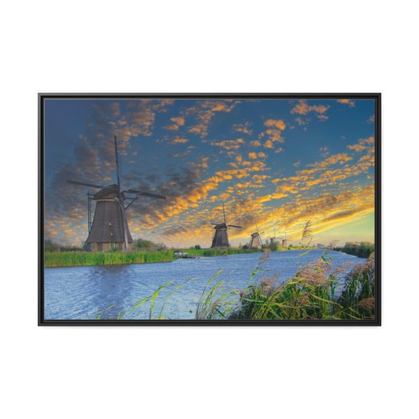 Wind Turbine in Sunset Framed Canvas
