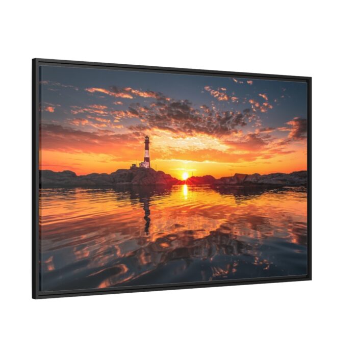 Lighthouse With a Sunset View Framed Canvas - Image 1