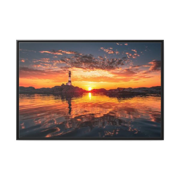 88289-546.jpg Lighthouse With a Sunset View Framed Canvas