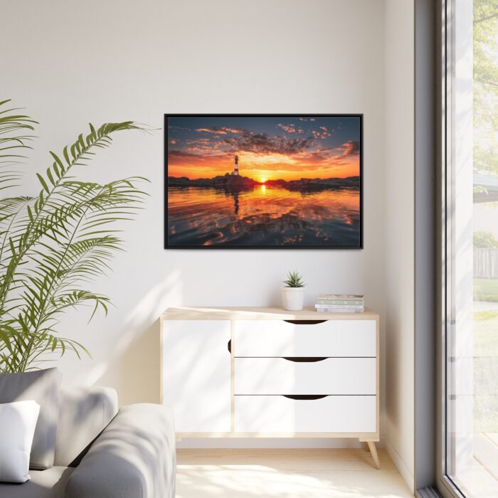 Lighthouse With a Sunset View Framed Canvas - Image 4